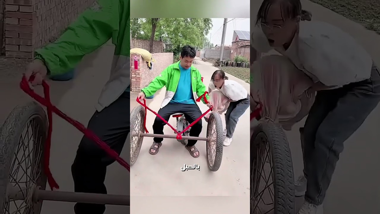 نقل العجلة بالموتوسيكل فشل بطريقة كوميدية! 😂🏍️