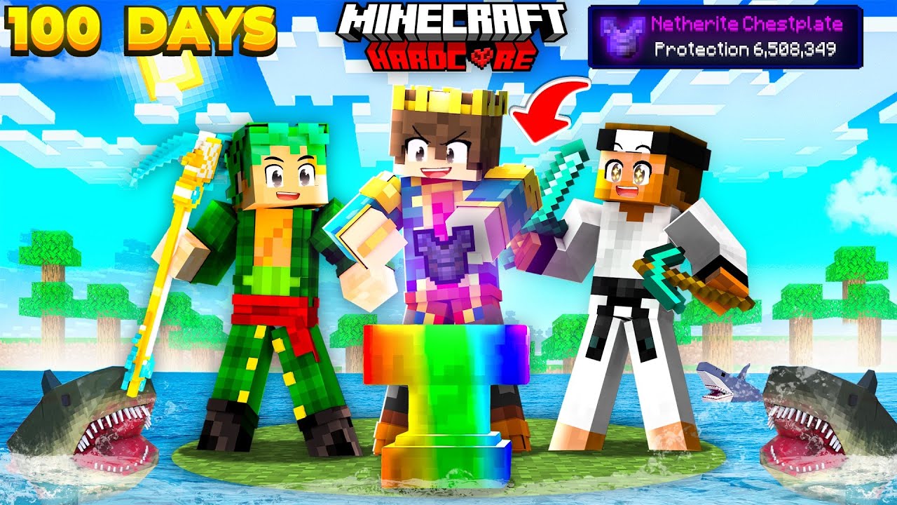 100 days On STRANDED ISLAND But You Have SUPER OP ANVIL In Hardcore Minecraft 😱