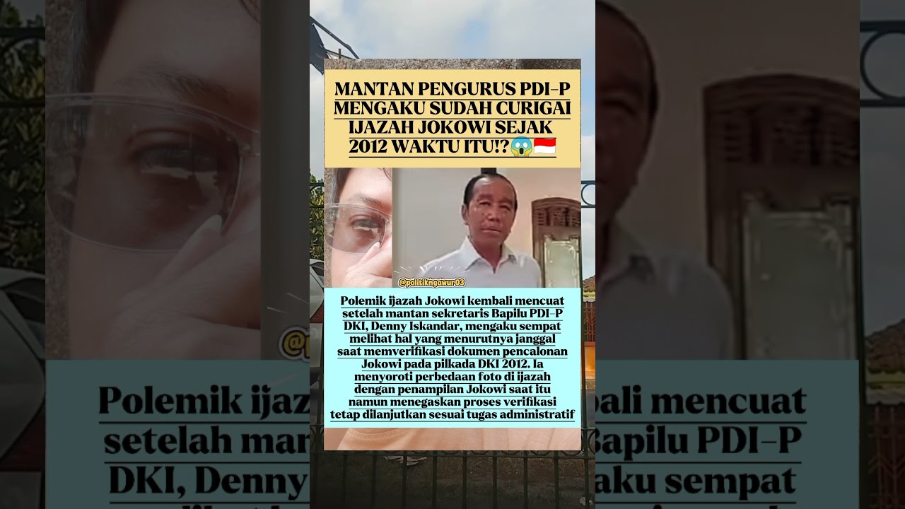 Eks Pengurus PDIP Curiga Ijazah Jokowi Sejak thn 2012 #viralshort #politics #prabowo #beritaterkini