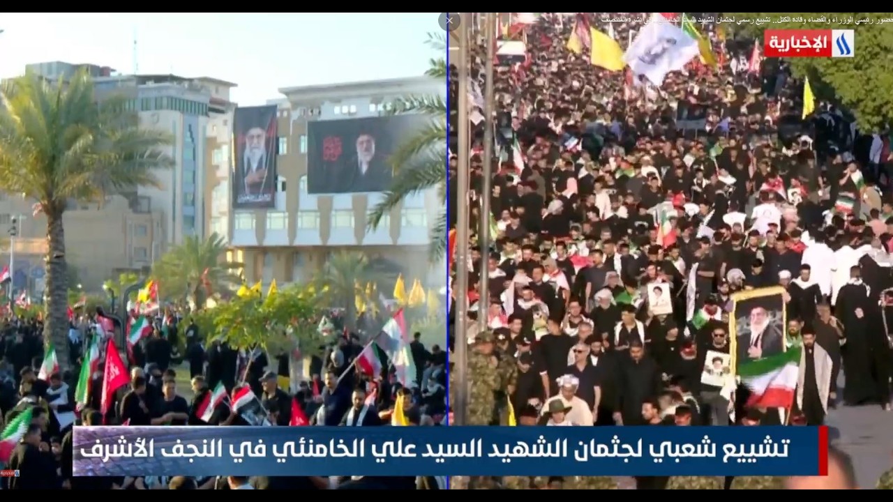 تشييع شعبي لجثمان الشهيد السيد علي الخامنئي في النجف الأشرف