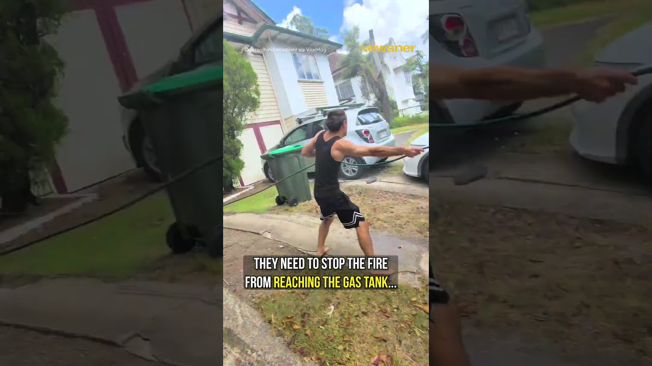 Quick-thinking hero jumps in burning car to prevent explosion 👏