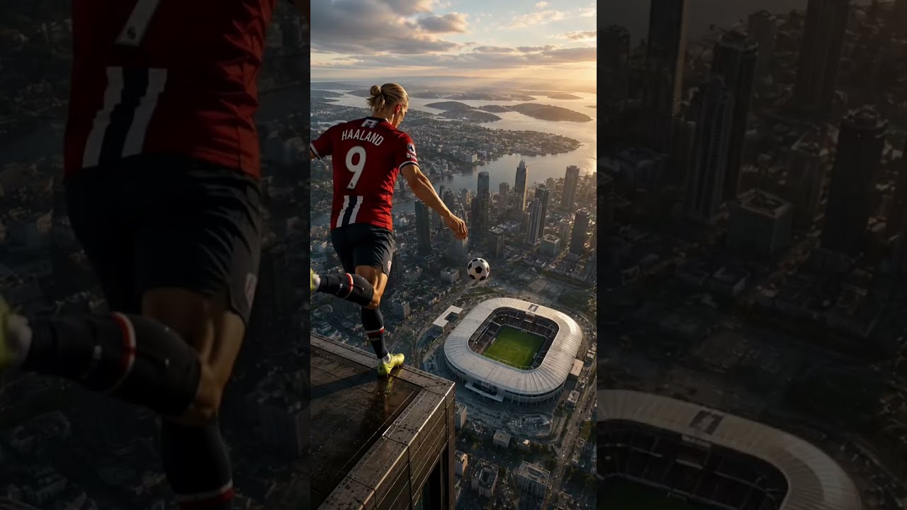 Haaland Kicked the Ball From the Rooftop 😂⚽️🏙️#Haaland #Football #ManCity #Shorts #FootballComedy