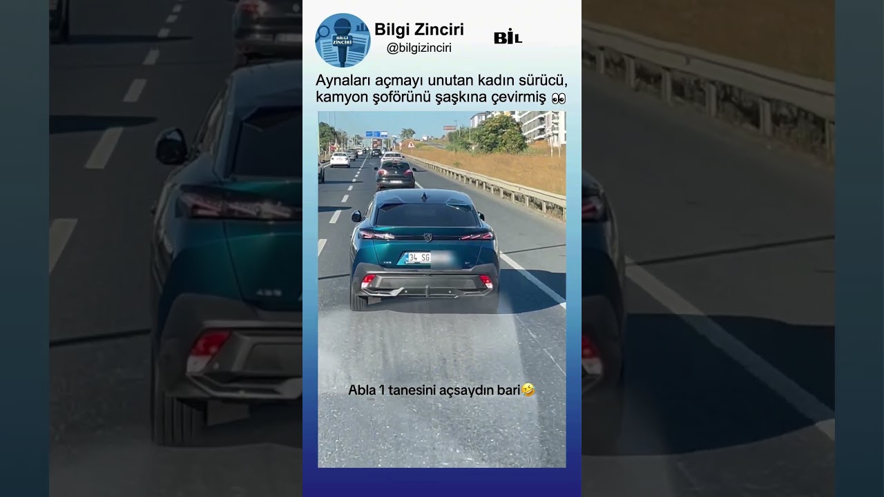 Aynaları Açmadan Araba Kullanan Kadın Sürücüyü Görünce Şaşkına Dönen Adam👀😅