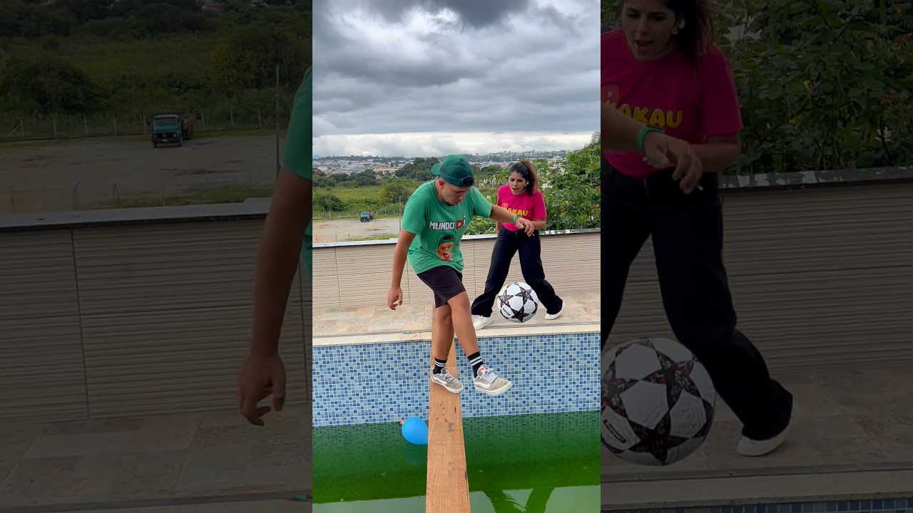 JOGUEI FUTEBOL NA PISCINA PROIBIDA! #shortsviral