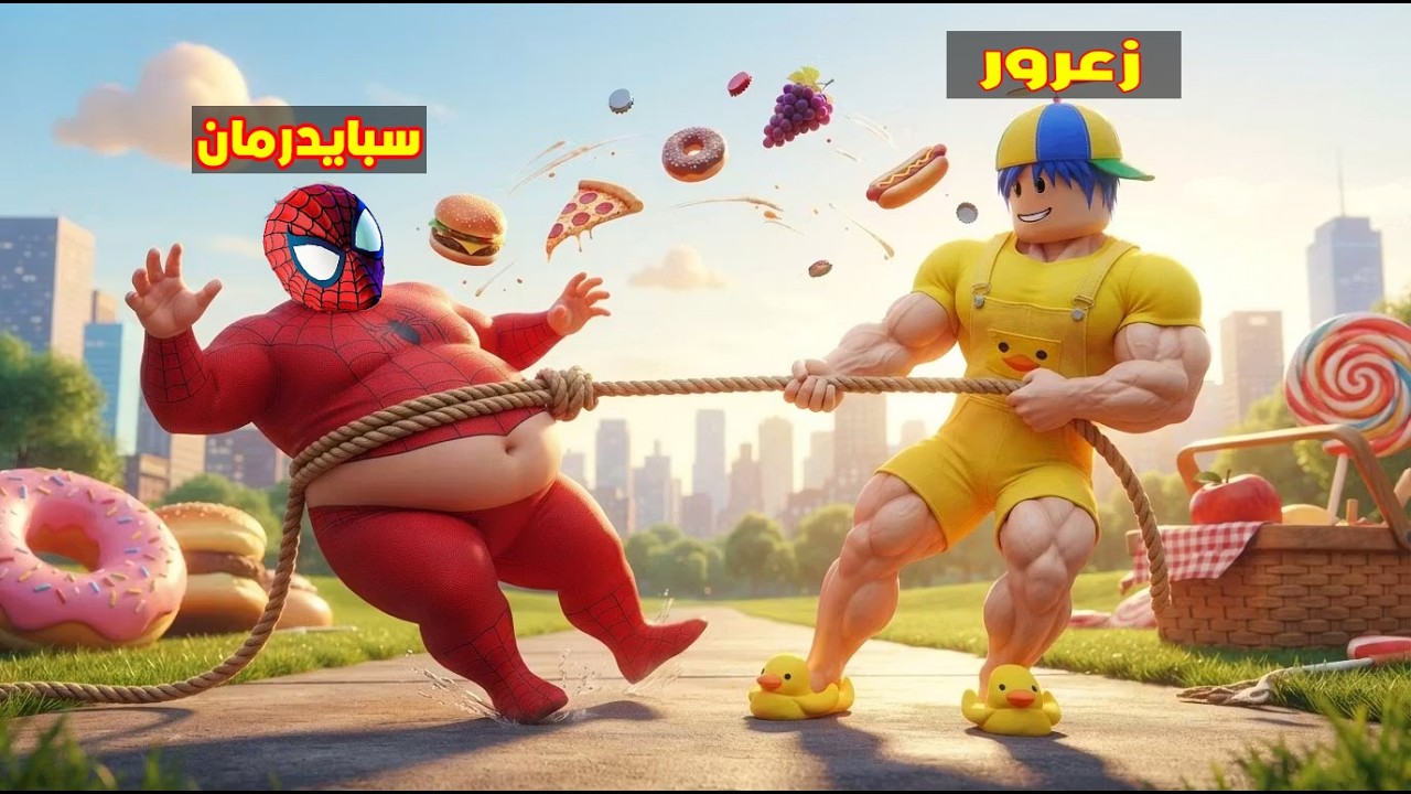 فلم روبلوكس : زعرور القوي يسحب سبايدرمان العملاق الكبير في ثانية واحدة ( كركور خسر ) 😱🔥