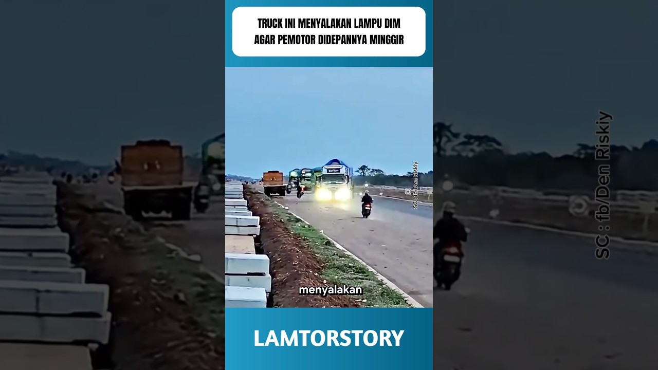 Truck itu menyalakan lampu dim agar pemotor di depannya minggir #shorts