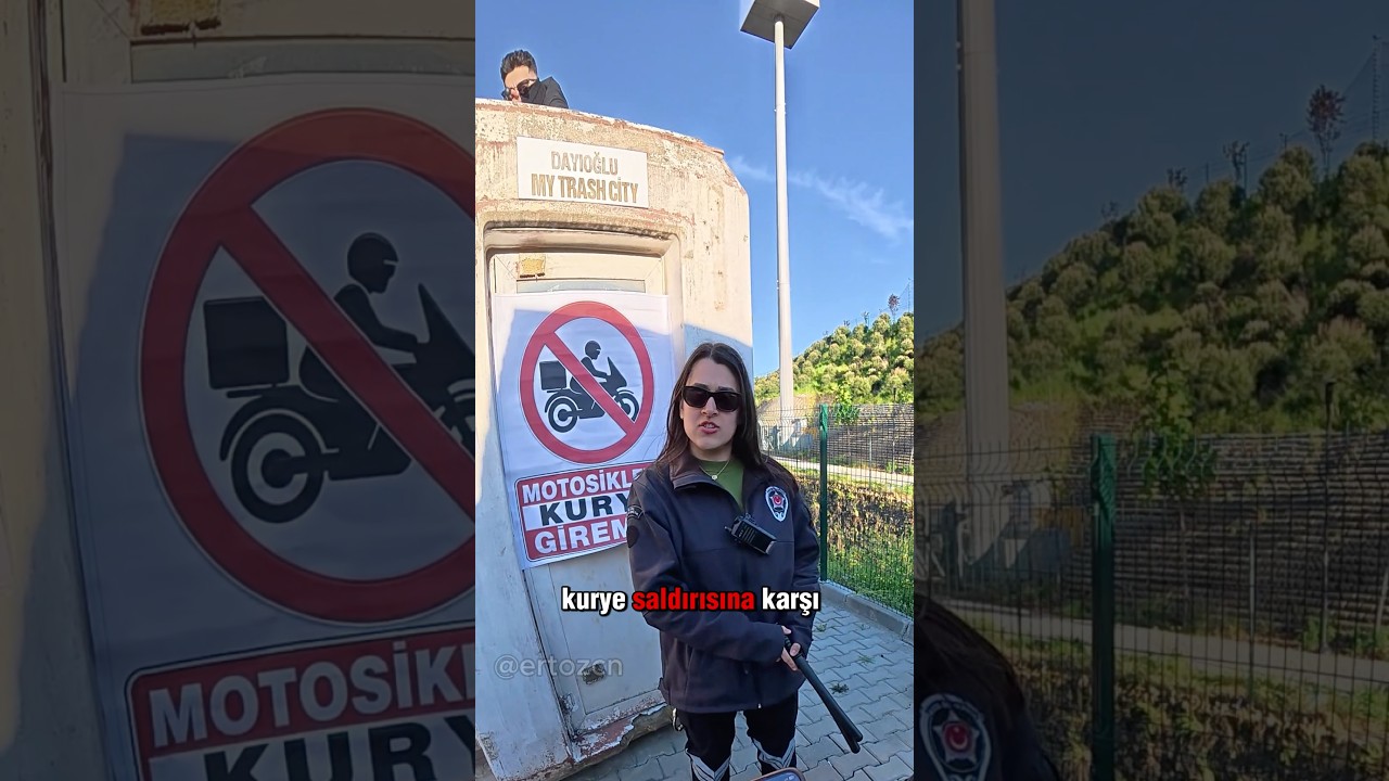 Güvenlik abla siteye almamak için cin oldu ahsbshsb #keşfet #kurye #motovlog #guvenlik
