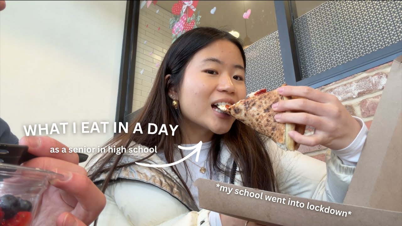 WHAT I EAT IN A DAY AS A HIGH SCHOOLER *my school went into lockdown* - Published by emily ha