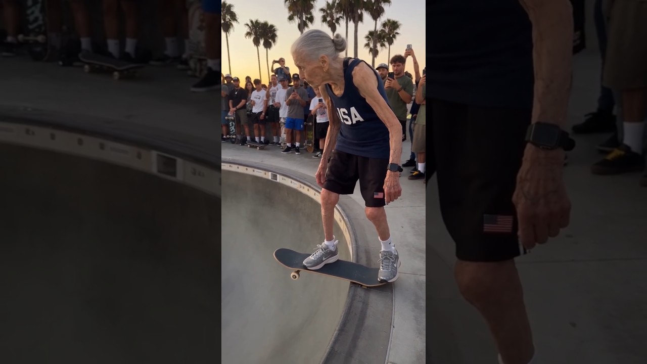 95 years old. Fanny pack. No pads. Straight into the bowl.🛹💀