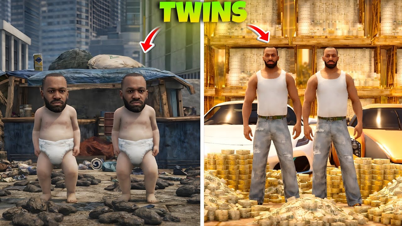 Franklin's poor Twin brother VS Rich Twin brother || in Indian bikes driving 3D || funnoppy 