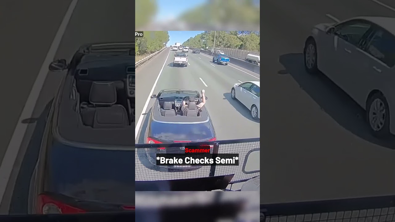Scammer Brake Checks Semi!