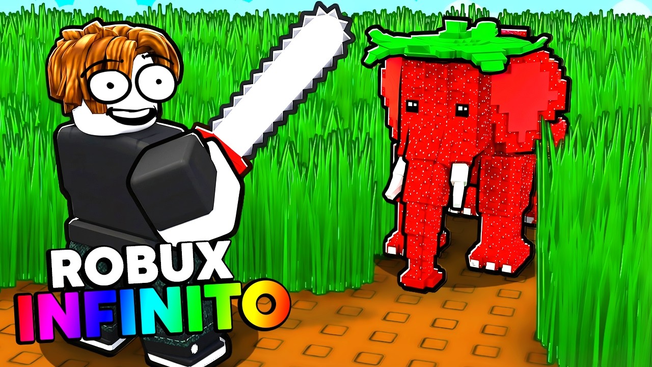PRIMEIRA VEZ NO CORTAR A GRAMA PARA BRAINROTS COM ROBUX INFINITO ATIVADO NO ROBLOX 🤑✂️