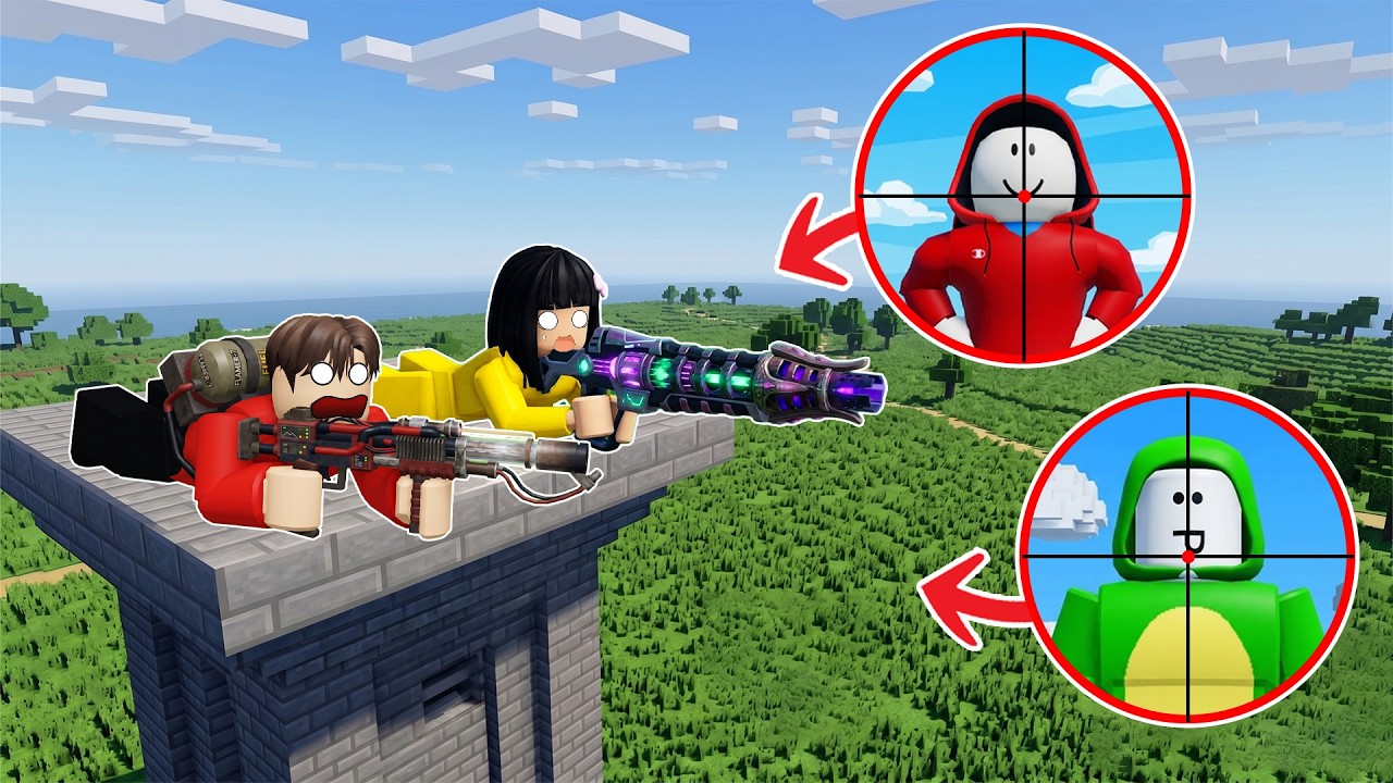 Yuta Mio Menembak Keluarga Maizen JJ & Mikey Dari Atas Tower | ROBLOX