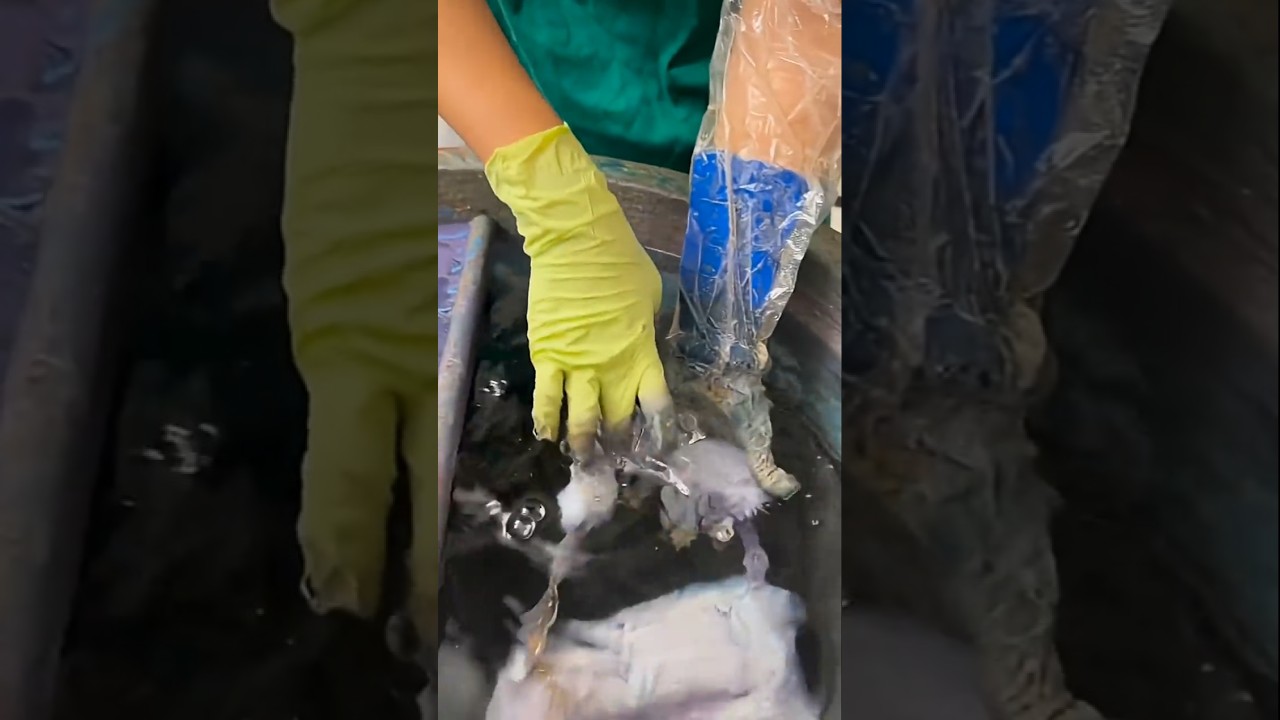 The bag is made using the unique traditional technique of bleaching enamel