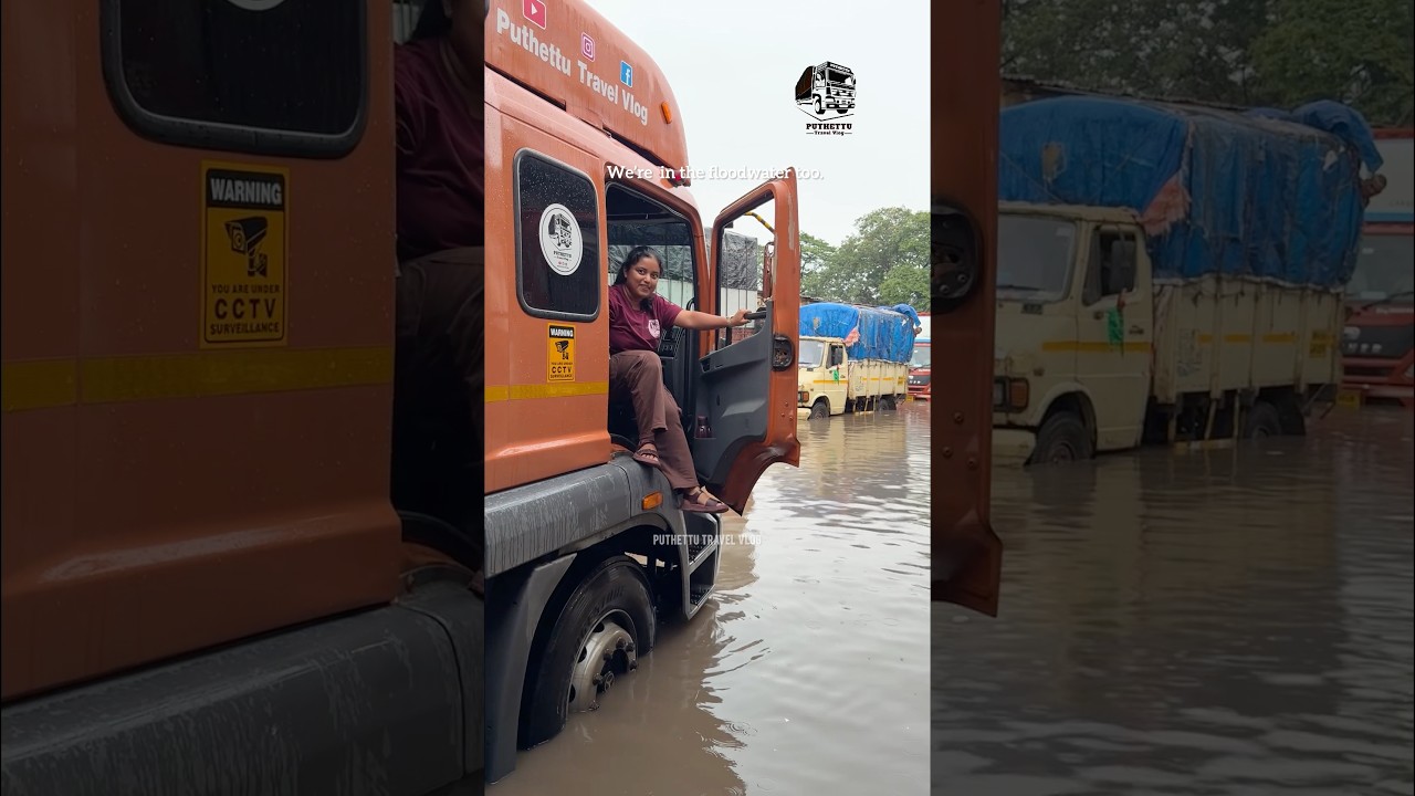 Mumbai Flood🚛Loading in Flood#puthettutravelvlog #trucklife #mumbaiflood #loading #ladytruckdriver