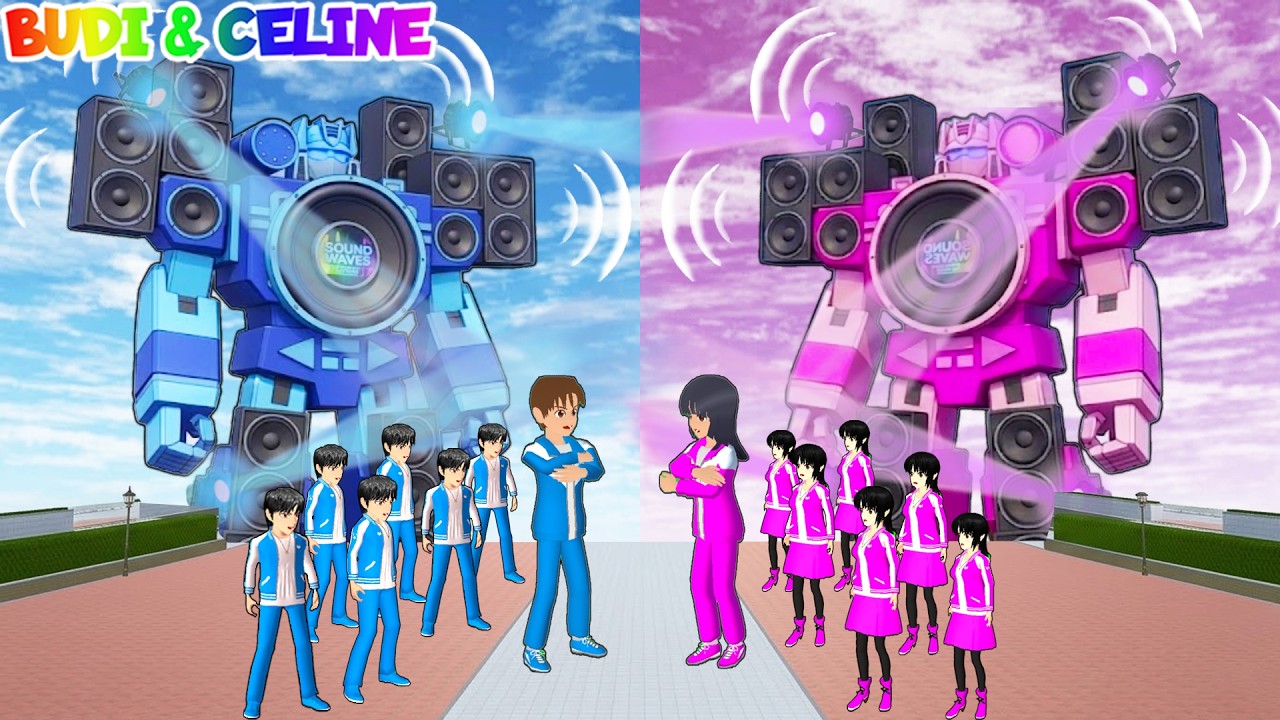 Yuta Robot 🤖 Sound Horeg Biru 💙 VS Mio Robot 🤖 Sound Horeg Pink💖 | Sakura School Simulator
