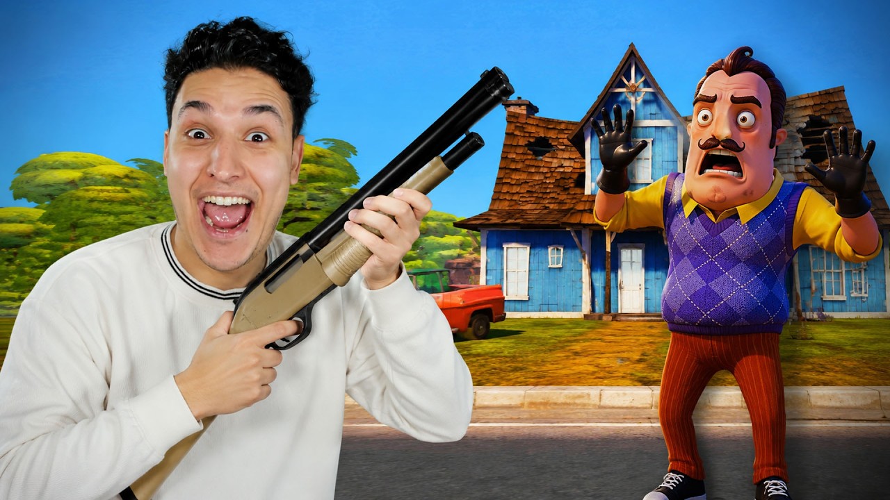 دخلت لعبة الجار ولكن معايا بندقية 😱 hello neighbor