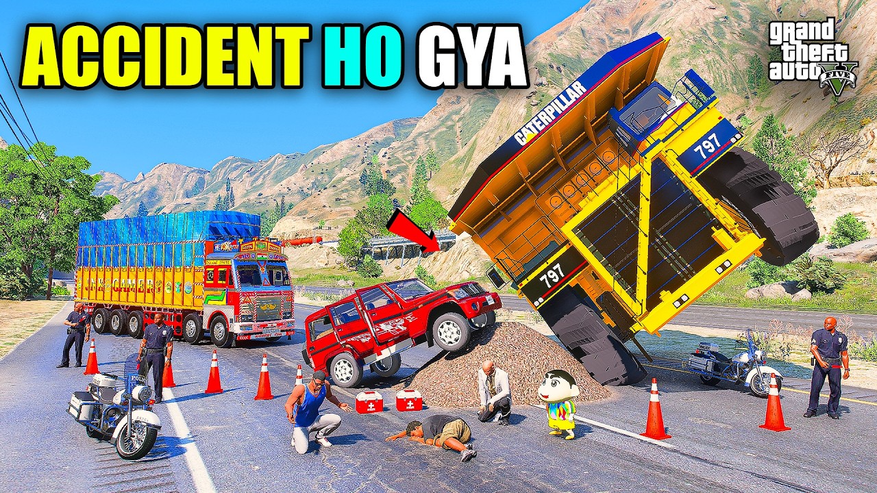 Franklin & Shinchan Ka Dumper Truck Ka Accident Hua Mahendra Bolero Car Ke Sath GTA 5
