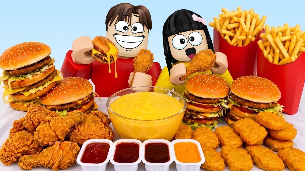 Yuta Mio ASMR Mukbang Semua Makanan Ayam KFC dan Burger MCD | ROBLOX