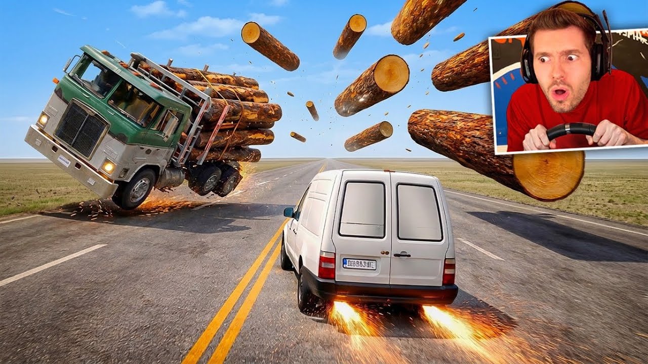 FIORINO vs 899km/h de TRANSITO DE CAMINHÃO no BeamNG Drive!