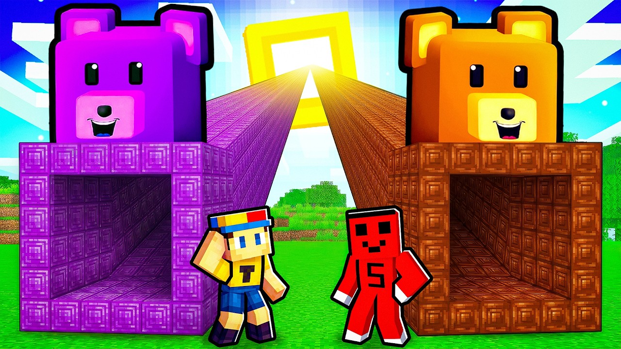 Samet ve Tuna : Süper Ayı vs Mor Ayı Tünel Yarışı !! - Minecraft