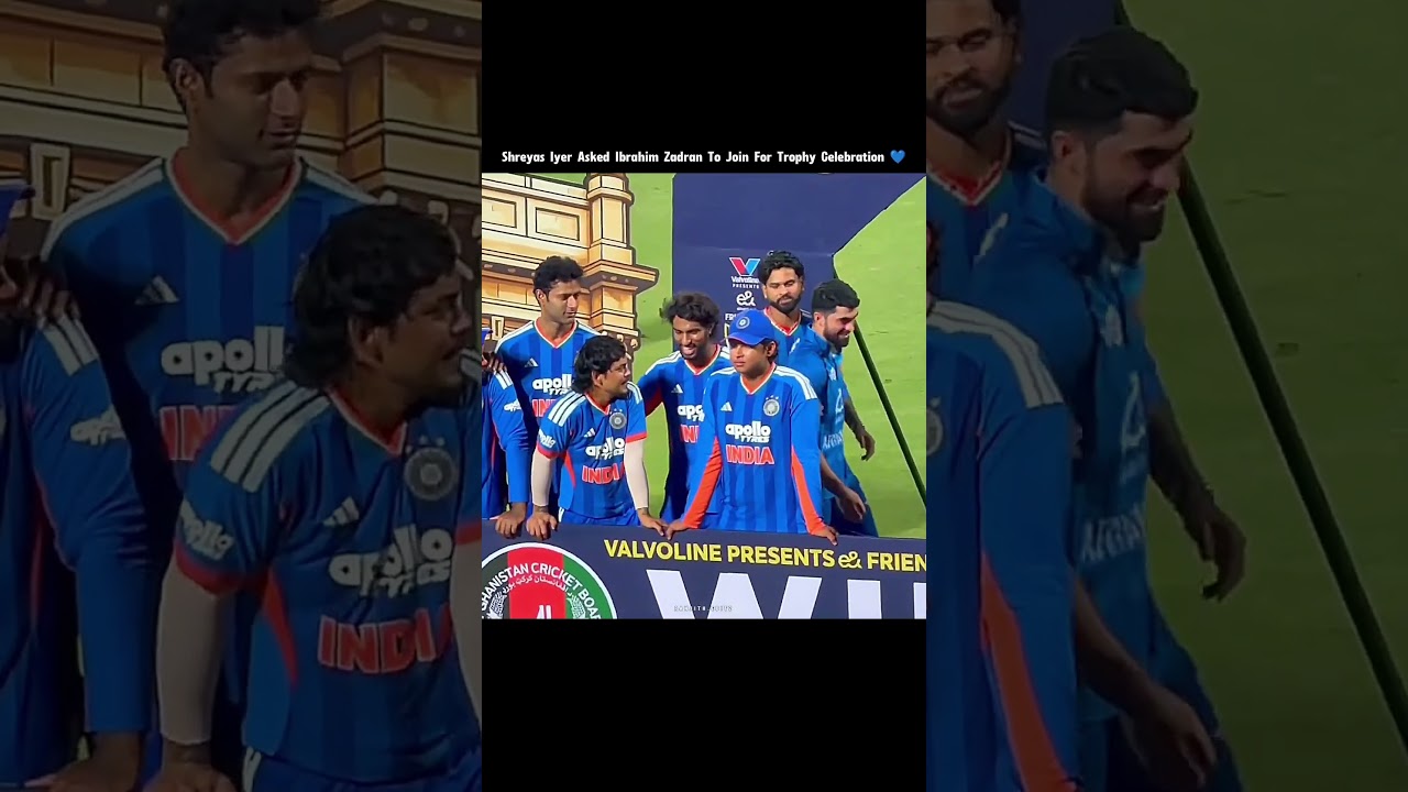The Way Sanju & Shreyas Asked  Ibrahim Zadran To Join Trophy Celebration 💎🛐 #shreyas #sanju #afghan