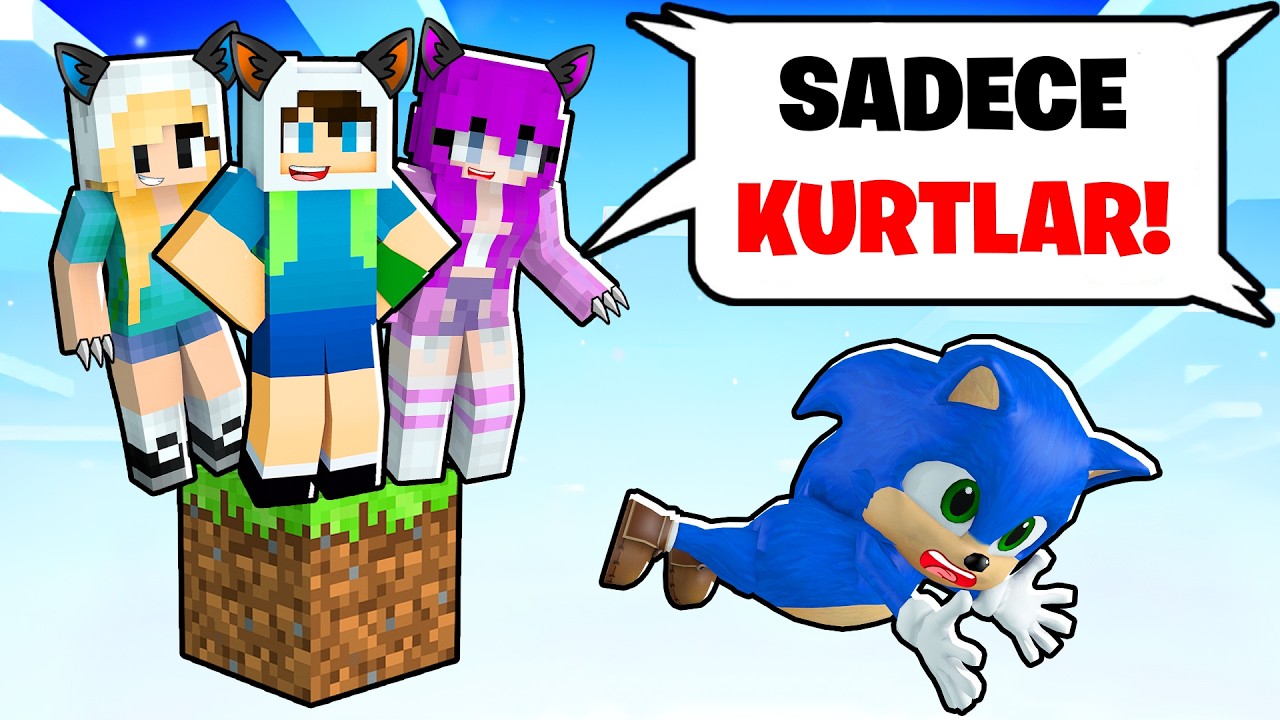 SADECE ALFA KURTLAR TEK BLOK 😱 Minecraft