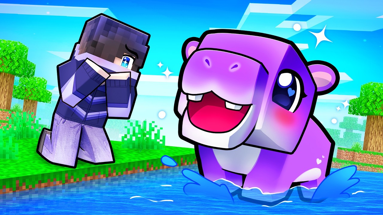 Playing as a BABY HIPPO in Minecraft!