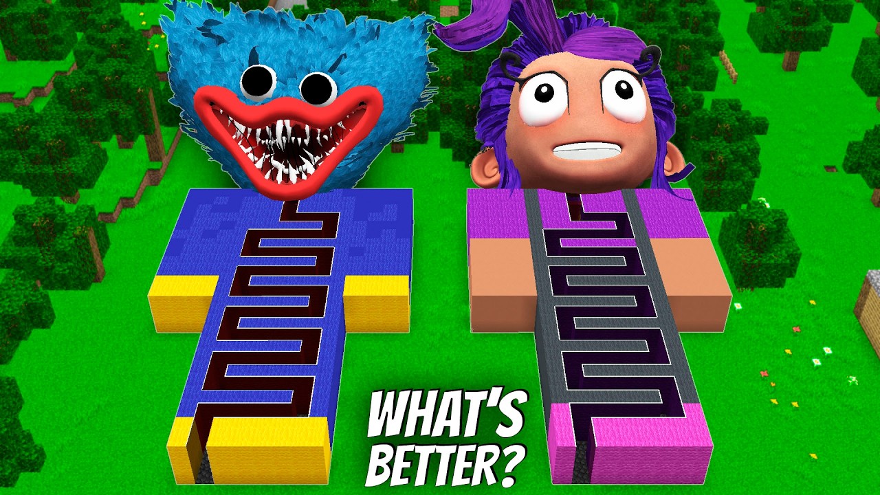 I found a HUGGY WUGGY MAZE vs LILY LOVE BRAIDS MAZE in Minecraft !