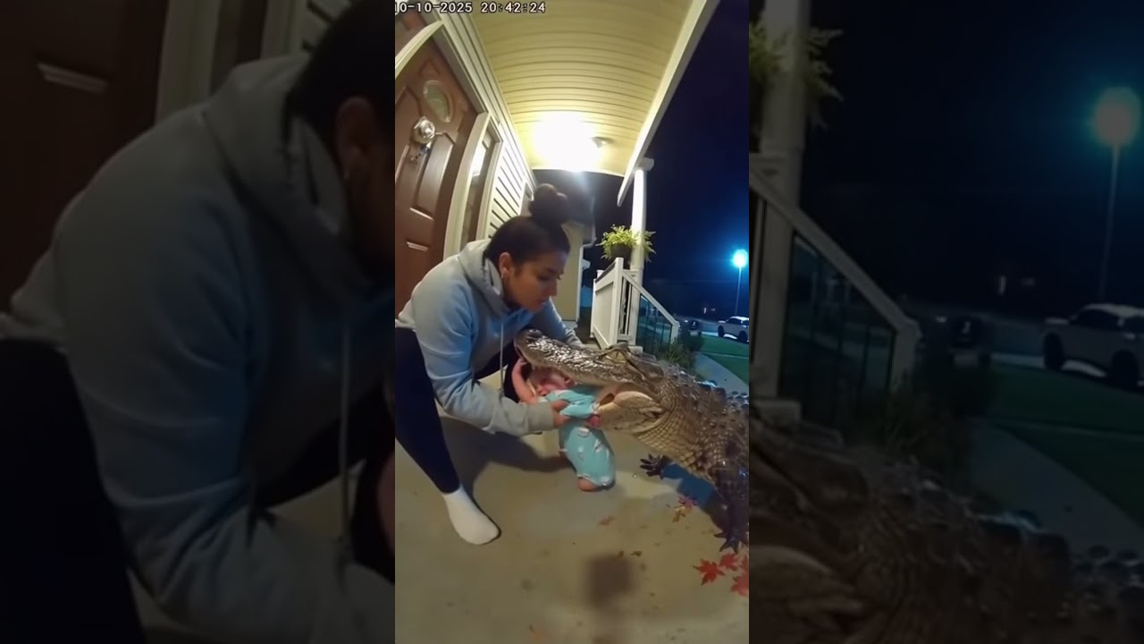 Gainesville, FL doorbell camera captured the moment an alligator delivered a missing baby boy—alive.