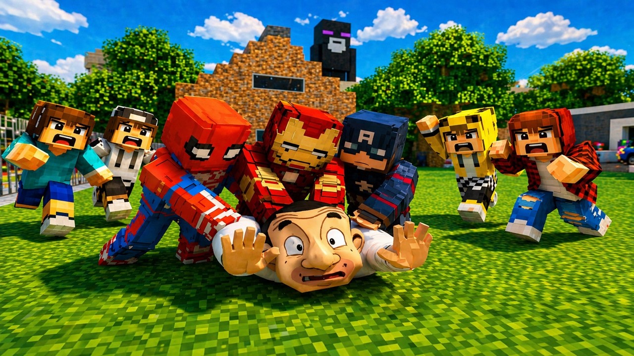 ماين كرافت لكن ايرون مان نقذنه انا وجيجي وعبوسي وكعبول من الحرامي واخوانه 😨😱 #فلم_ماين_كرافت