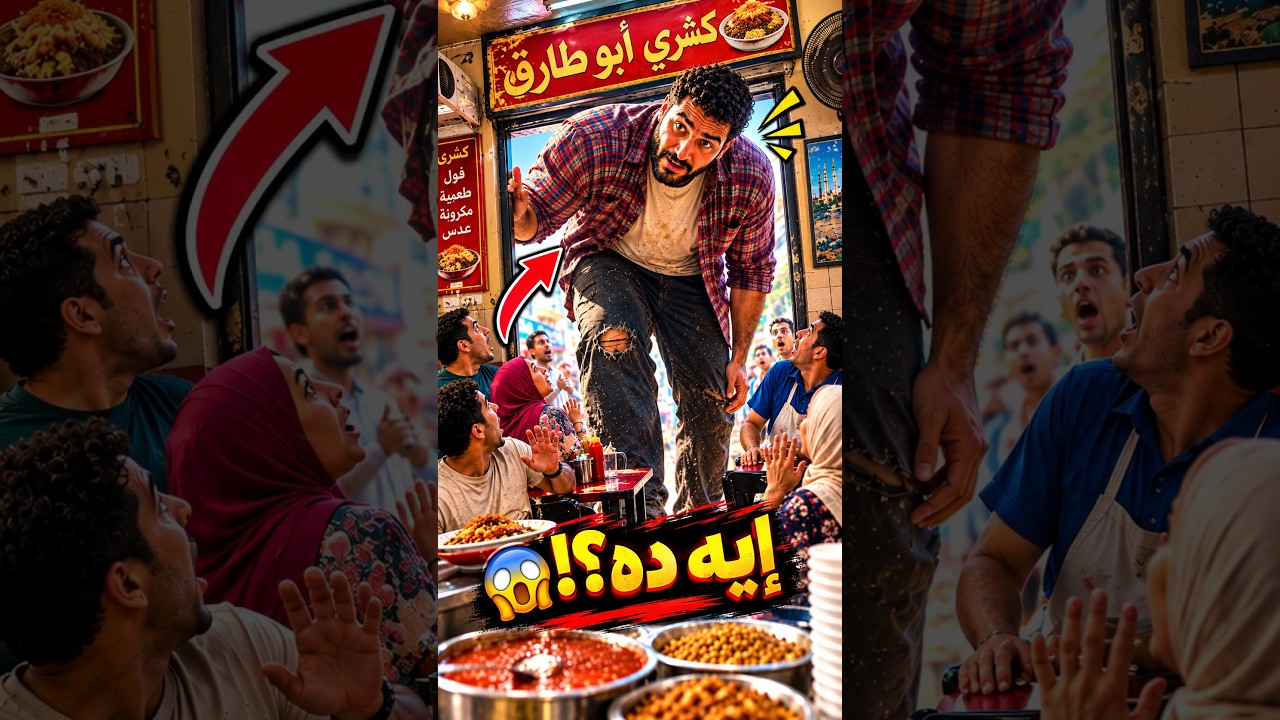 العملاق دخل محل كشري ! 😂😱