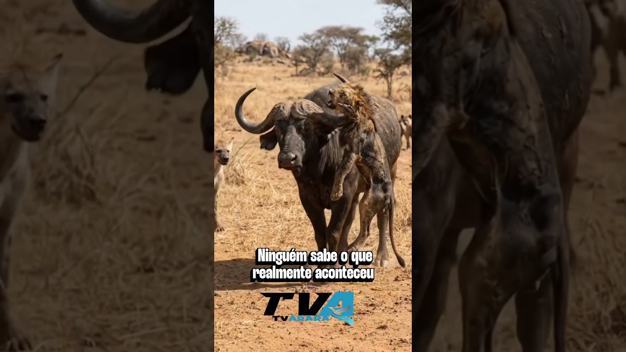 Buffalo anda com Leão no chifre - Ninguém sabe o que realmente aconteceu.