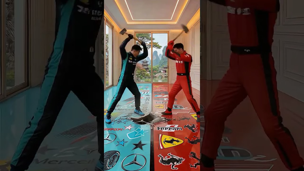 🏎️ مرسيدس VS فيراري 😱 من يملك أرضية الإيبوكسي الأكثر روعة؟! ✨ #Shorts