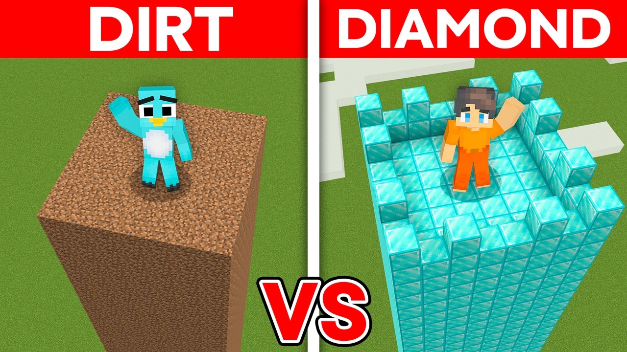DIRT vs DIAMOND: Battle of TOWERS in Minecraft