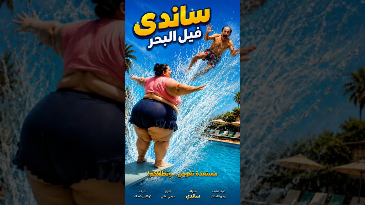 ساندي فيل البحر 😱قفزت وطار عنتر 🤣 #comedy #ضحك #كوميديات #شورتس #funny