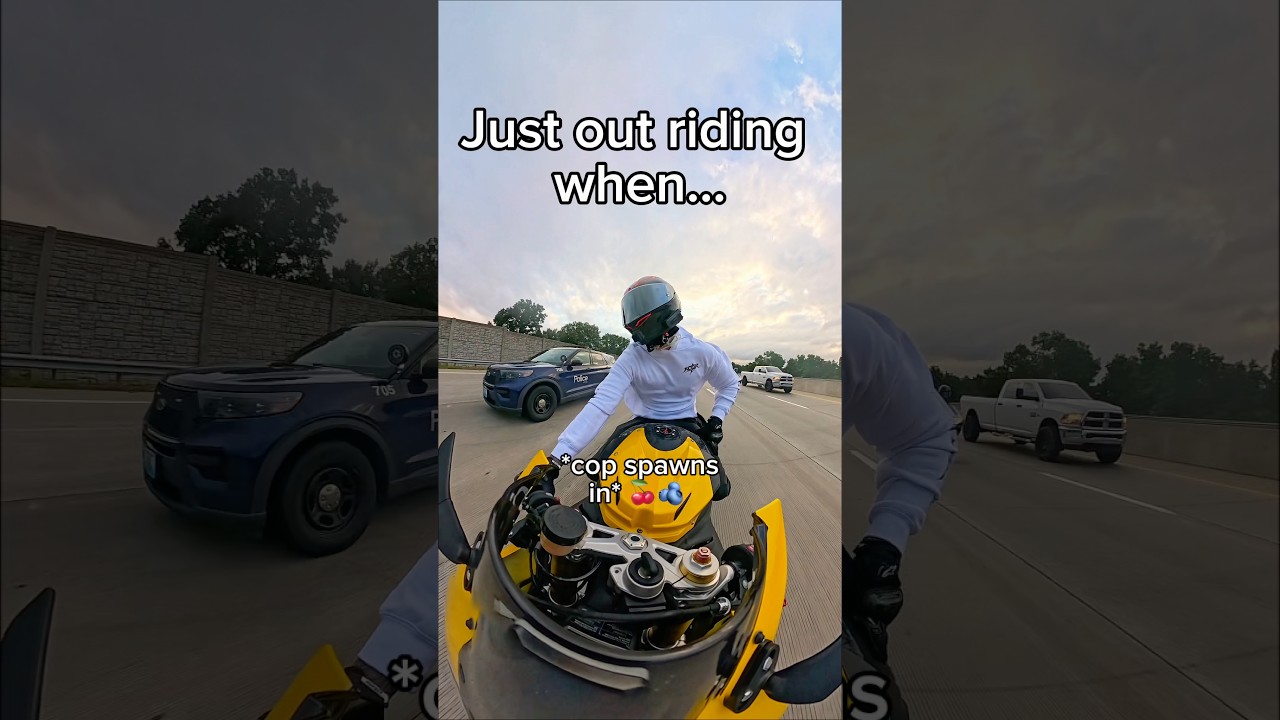 Biker casually runs from cop