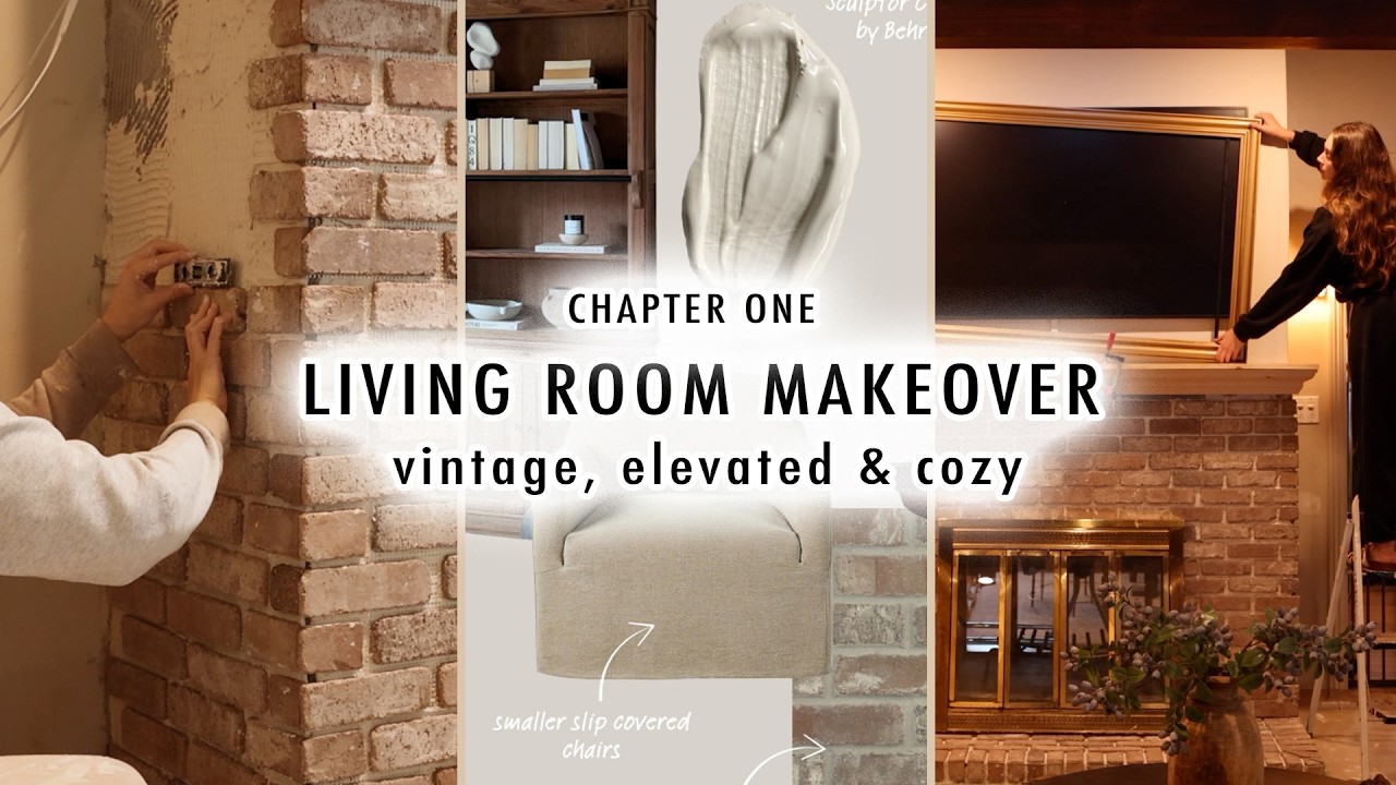 LIVING ROOM MAKEOVER *Beams, Fireplace Design, DIY Frame* | Chapter One | XO MaCenna