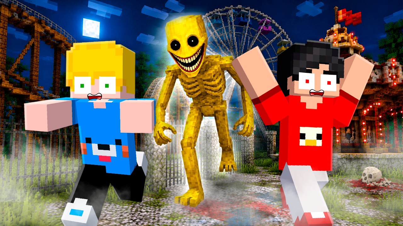 Passamos uma NOITE no PARQUE de DIVERSOES ASSOMBRADO no minecraft