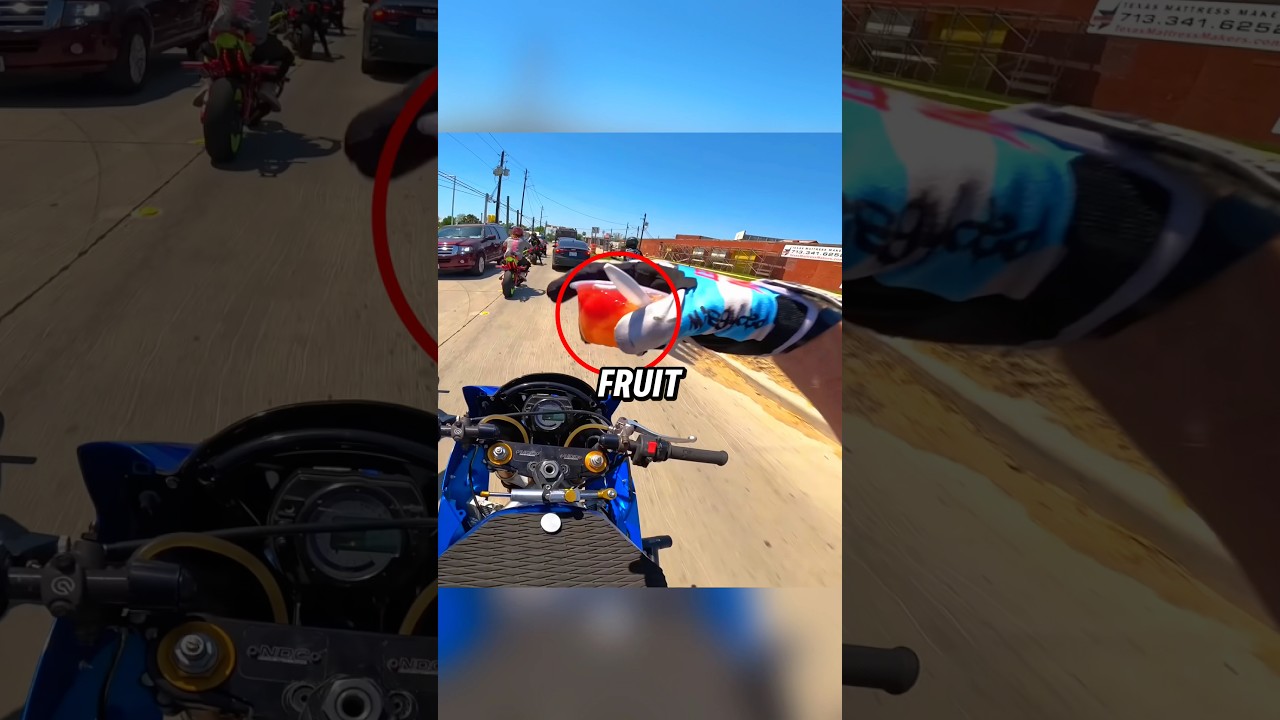 Biker Recives Fruit Cup @brian_636/YT - Published by Glint