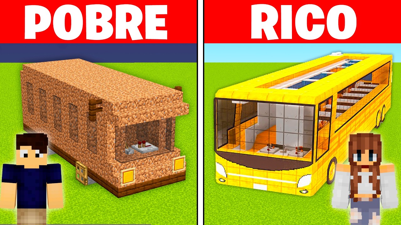 RICO vs POBRE: Construímos uma CASA ÔNIBUS no Minecraft!