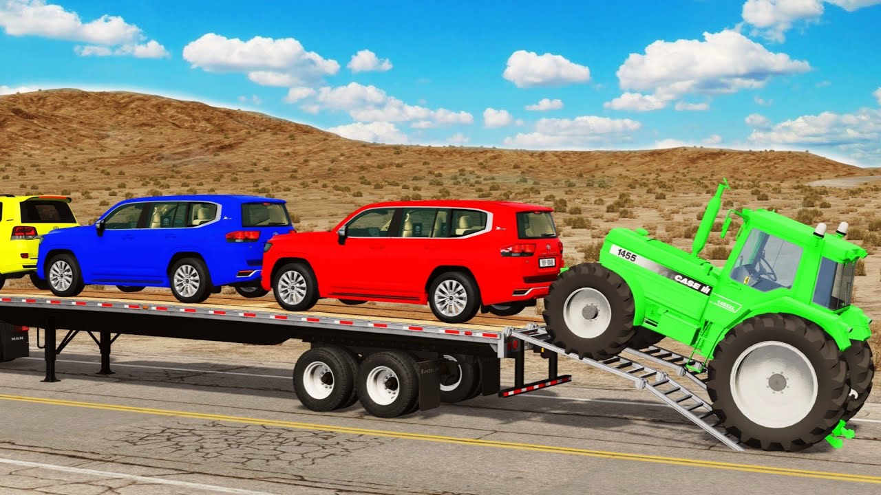 Flatbed Truck Mcqueen | Transportation with Truck - Pothole vs Car # - BeamNG.Drive