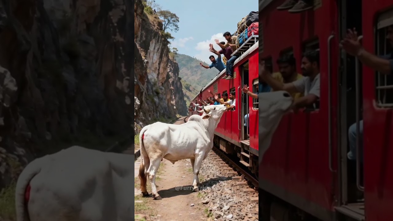 The divine cow appeared! Prevented the disaster from happening.#cow #rescue