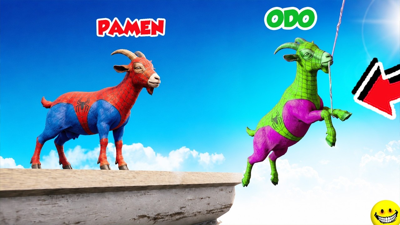 DUO KAMBING MENJADI SPIDERMAN PALING NGAKAK DI GOAT SIMULATOR 3!!