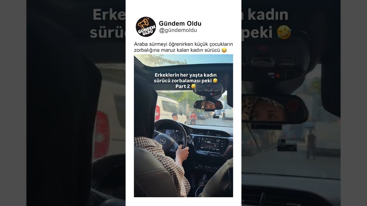 Araba sürmeyi öğrenirken küçük çocukların zorbalığına maruz kalan kadın sürücü 😂