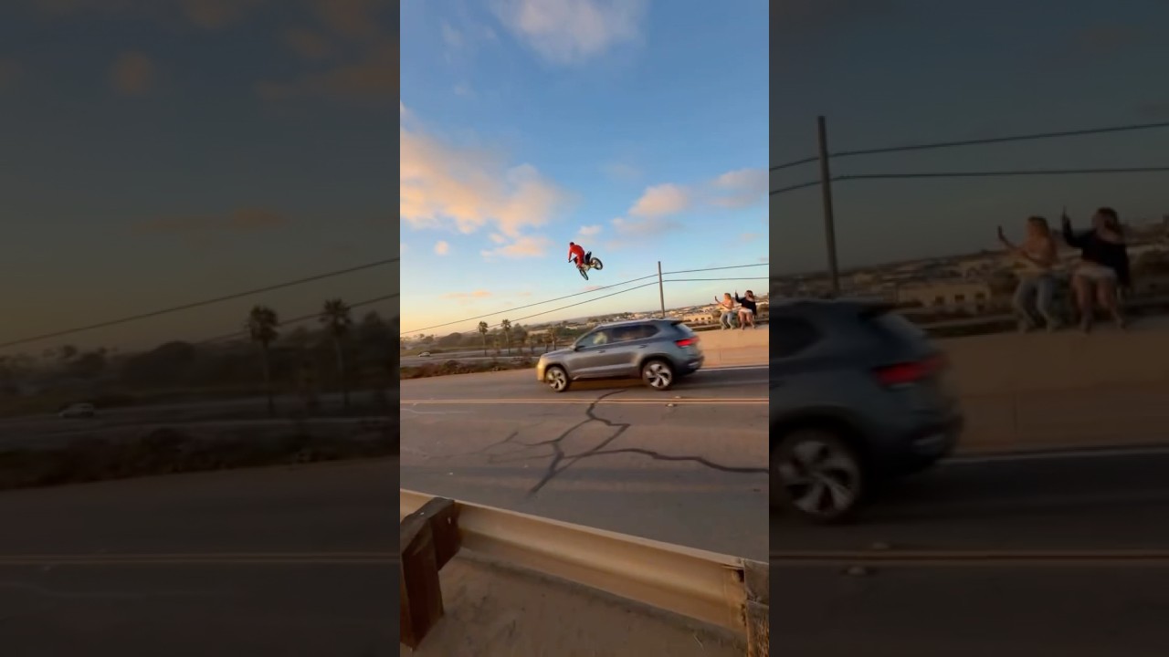 Carlsbad dirt bike jump over passing car!