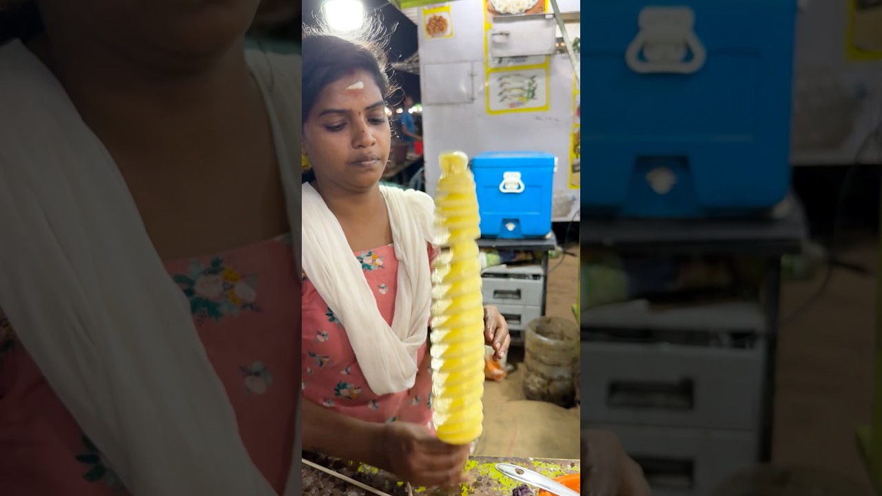 Tamil Lady Making Potato Twister #shorts