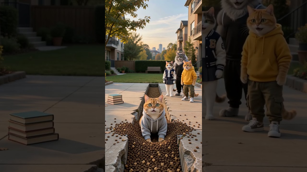 Cat Tries the Puddle Jump… Hamster Steals the Show!