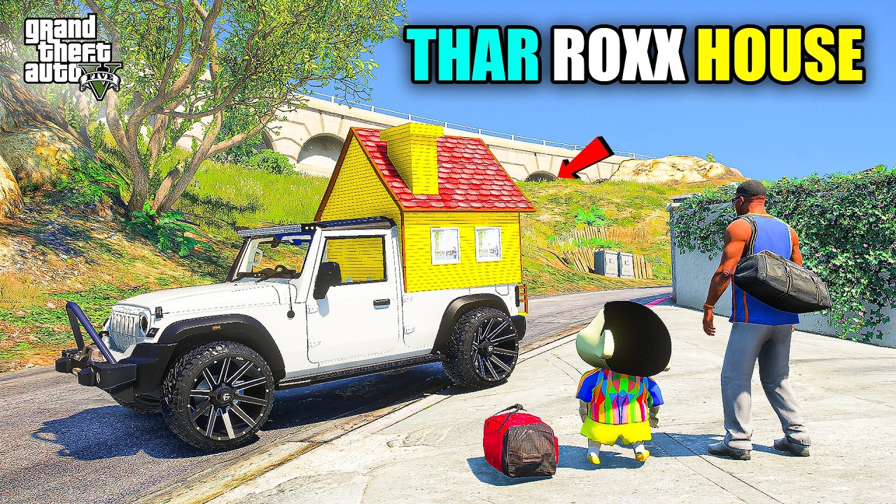 Franklin & Shinchan Built A Gaming House On His Mahindra Thar Roxx Car in GTA 5