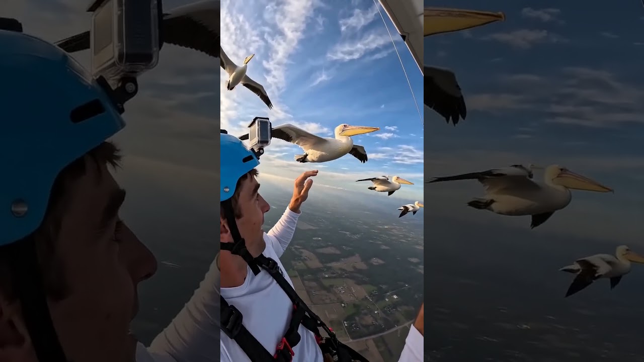 I Didn't Expect the Pelican to Do This #wildlife #hangliding #shocking